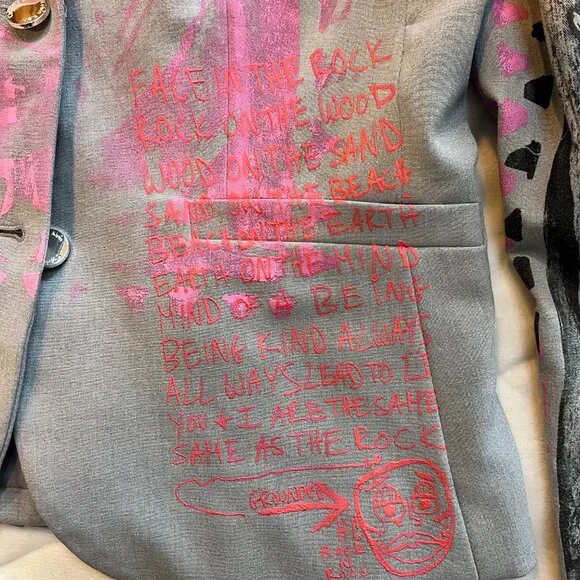 Snowmilk Streetwear Gray Women's Blazer Painted w/Original Snowmilk Design - Picture 4 of 8